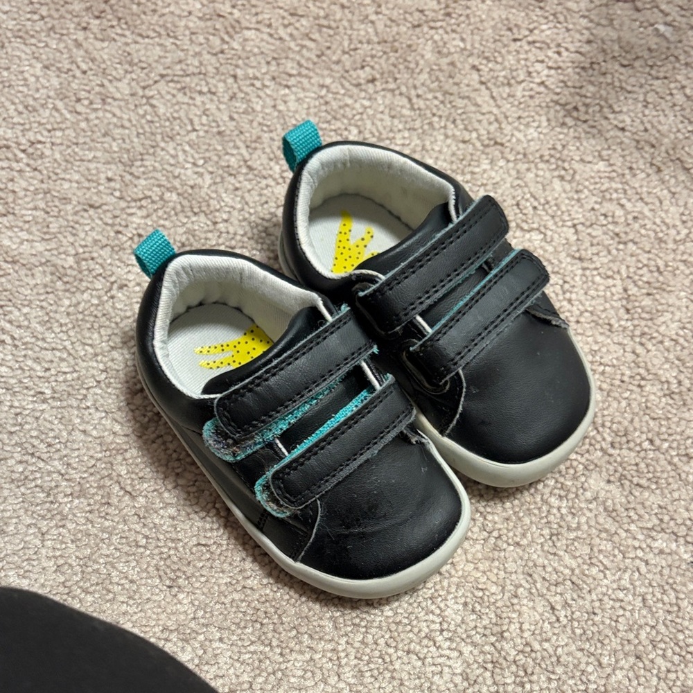 Kids Black and Teal Velcro Sneakers